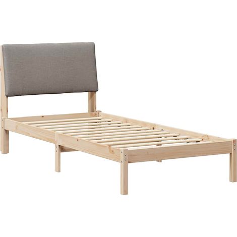 Bed frame Brown and taupe 90 x 190 cm Solid pine wood vidaXL