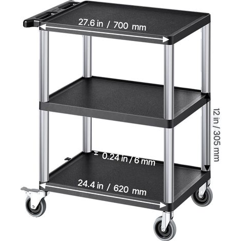 Carrello multiuso, design a tre ripiani, facile da spostare, 136 kg (300 libbre) (1/2)