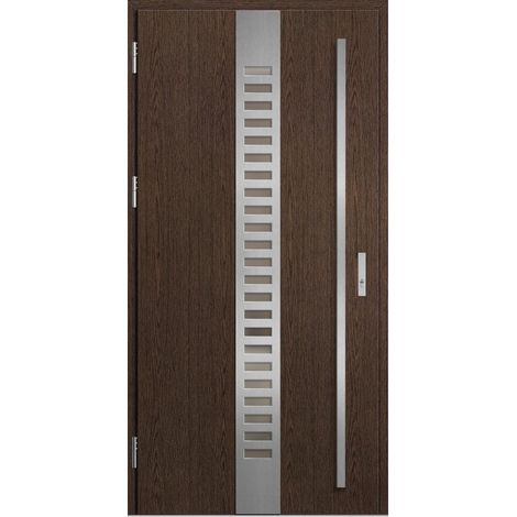 Porte d'entrée en acier avec cadre en aluminium SELTERS 2 chêne 90200 -100200 cm - Poussant: Gauche - Dimensions: 100 cm (1/5)