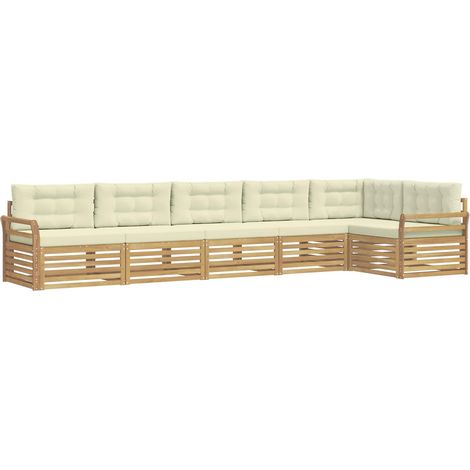 Outdoor Sofa Set 6 pcs White and Cream 408 x 170.5 x 73 cm vidaXL (1/5)