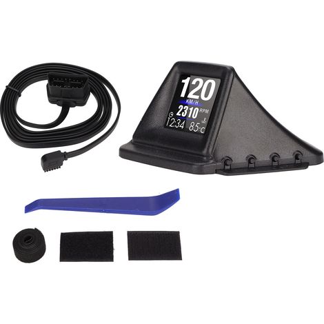 Affichage tête haute (HUD) multifonction double mode noir pour voiture, avec indicateur OBD GPS et alarme, et 4 alarmes. (1/5)