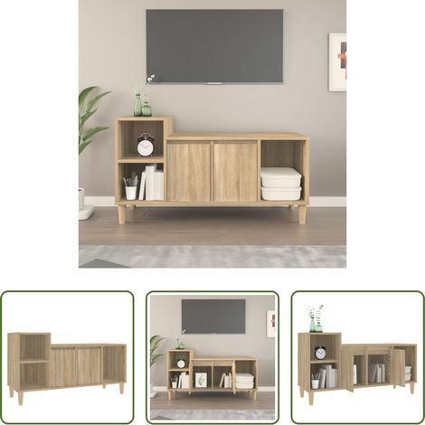 Holzschrank - TV-Schrank Sonoma-Eiche 100x35x55 cm Holzwerkstoff (1/5)