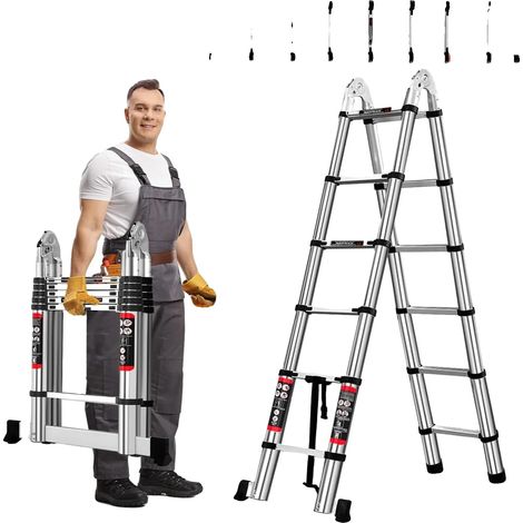 Échelle télescopique, hauteur de 5 mètres, construction en acier inoxydable, 5M (1/5)