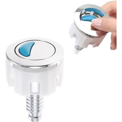 Double bouton poussoir rond en ABS chromé pour chasse d'eau - Accessoire de remplacement pour toilette, salle de bain ou salle de douche - (1/5)