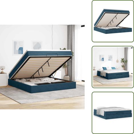Letto con meccanismo idraulico - vidaXL Struttura Letto Pouf con Materasso 180x200 cm in Velluto - Materasso morbido