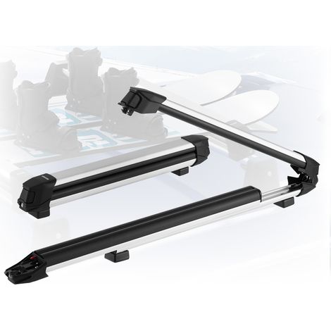 VEVOR Portaesquís de Techo, hasta 6 Pares de Esquís/4 Tablas de Snowboard, con Cerradura con Acolchado de Goma, para la Mayoría de las Barras Transversales Ranuradas Ancho de Carga de 715 mm (1/5)