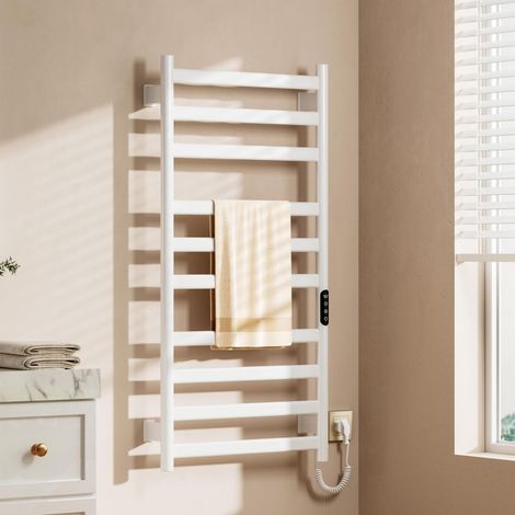 Sèche-Serviettes, Blanc 1000×500 mm Chauffe-Serviettes Salle de Bain Avec écran tactile, minuterie et température réglables, sèche-serviettes électrique, installation encastrée ou apparente (1/5)