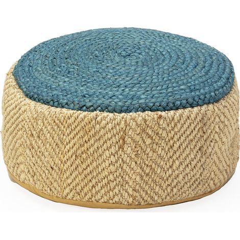 Puff 55X55X20 Alfombra Shumak Marfil/Azul