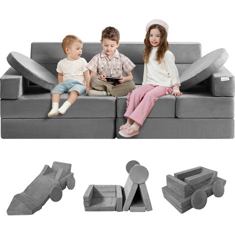 Mophorn – Canapé de jeu modulaire pour enfants 15 pièces en mousse 25D – Confortable et léger – Pour jouer et se détendre – Tissu velours lavable (1/5)