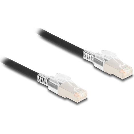 Delock 80256 cable de red rj45 cat.6a s/ftp con juego de clips de seguridad, 2 m, negro (1/2)