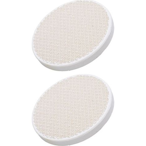 Un juego de dos placas de soldadura circulares perforadas de 11 cm para soldar ladrillos de cuarzo, joyas y paneles aislantes térmicos. (1/4)