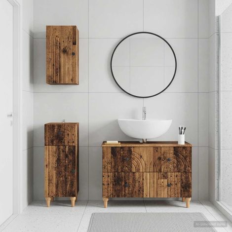 vidaXL 3 Piece Bathroom Cabinet Set ALKMAAR Old Wood Engineered Wood (1/5)