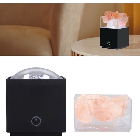 Lampe de sel carrée LED multicolore avec télécommande, lampe de sel en cristal de l'Himalaya, lampe purificatrice d'air à ions négatifs, lampe de sel créative pour la chambre, noire (1/5)