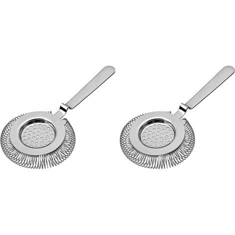 Set mit 2 professionellen Cocktailsieben für Shaker und Rührgläser, Edelstahl 304, integrierte Stabilitätskerbe, Mixologie-Zubehör (Silber) (1/4)