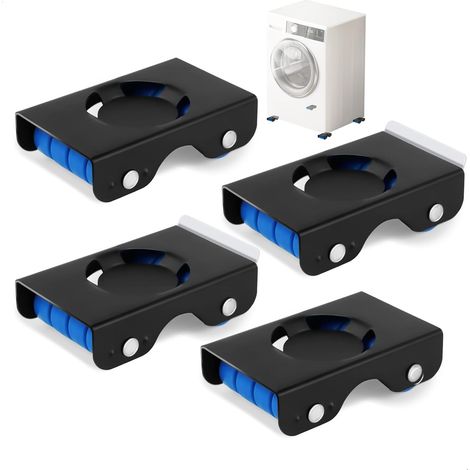 Support Mobile Lave-Linge Meubles Roulettes avec Frein, Base Universelle en Alliage, Capacité 700 kg, Antidérapant et Résistant à l’Humidité, 4 Roues Silencieuses pour Appareils Électroménagers (1/5)