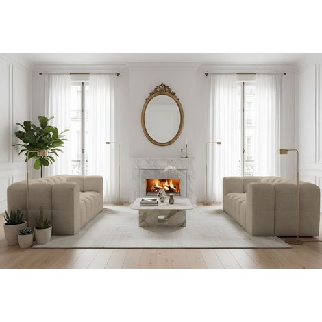 Sofaset Designersofa SOLVIE 2-2 in Stoff Moly Beige (1/4)