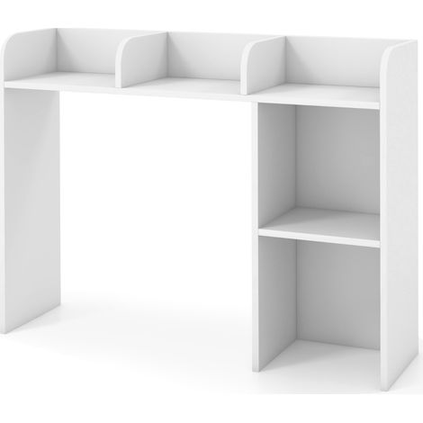 Libreria da scrivania con 4 ripiani e scomparto aperto, Scaffale a 3 livelli da tavolo multiuso Bianco (1/4)