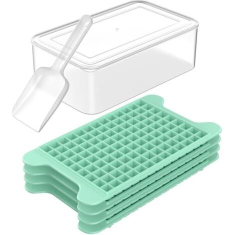 Mini bac à glaçons pour congélateur : petits bacs à glaçons pour congélateur avec bac – 117 x 4 pièces, pépites faciles à démouler avec récipient