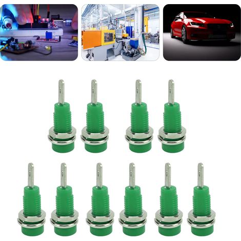 J.40003 2 mm Bananenstecker mit innenliegender Federklemme, 2 mm Einbaustecker, verkauft in 10er-Packungen (grün). (1/5)