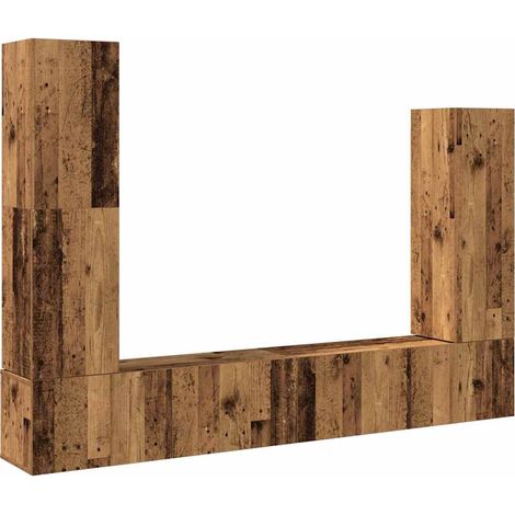 Ensemble de meuble TV mural 4 pcs,Banc TV,Armoire TV vieux bois bois d'ingénierie CFW560742 (1/5)