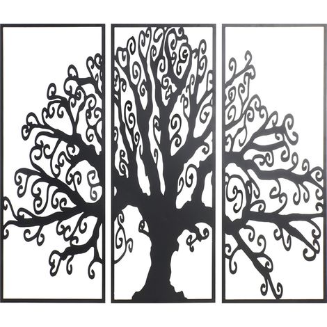 Wanddekoration Set 3 Metall 105x1.3x91 Metallbaum mehrfarbige Farbfamilienfamilienfamilien Wanddekoration Details (1/3)