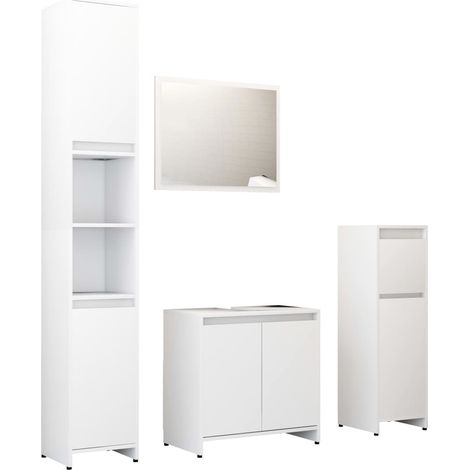 Maison Exclusive - 4-tlg. Badmöbel-Set Weiß Holzwerkstoff