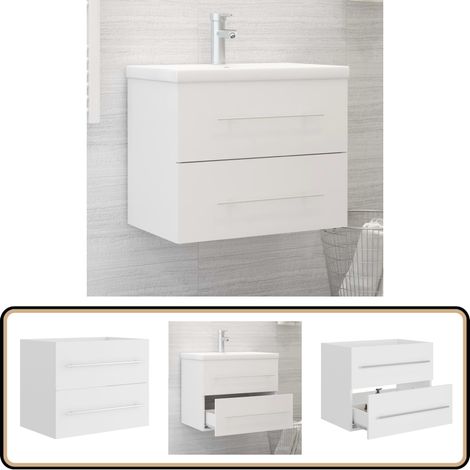 Armoire d'évier Blanc 60x38,5x48 cm Bois d’ingénierie - Meuble Salle De Bain - Armoire Lavabo - Meuble Vasque - Rangement Salle De Bain - Commode Salle De Bain