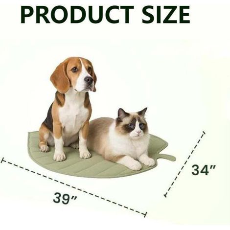 Tapis rafraîchissant pour animaux de compagnie - Grand tapis rafraîchissant d'été en forme de feuille, lavable, antidérapant, convient aux chats et aux chiens, en coton durable et léger. (1/3)