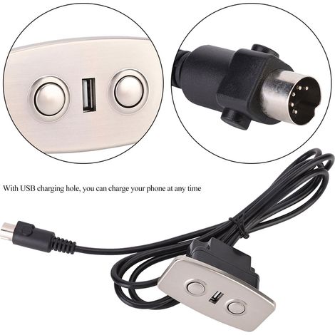 Fernbedienung für Elektrorollstuhl mit zwei USB-Anschlüssen – 8 cm ABS-Steuermodul mit LED – D5P-Buchse und 1,4 m Kabel (1/5)