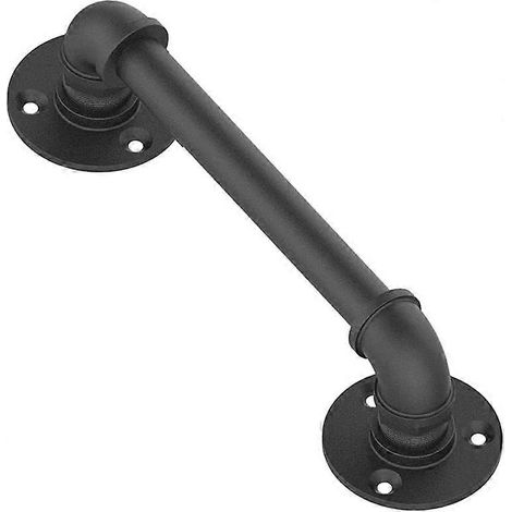 Poignée de porte coulissante 30 cm, poignée de porte noire, poignée de porte de style grange rétro (1/5)