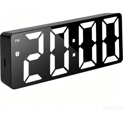 Réveil Numérique avec Grand écran LED,Noir,Luminosité et Volume Réglable,12/24H,Réveil Ado et Adultes, Horloge Numerique avec Grand (1/5)