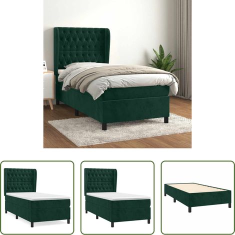 Matratze - Boxspringbett mit Matratze Dunkelgrün 90x200 cm Samt (1/5)