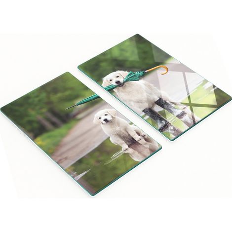 Pizarras de cristal elegantes y resistentes con estampado de Golden Retriever, 2x30x52 cm.