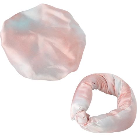 Bandeau satin sans chaleur pour cheveux bouclés, accessoire coiffure portable tie-dye orange pour nuit et maison (1/5)