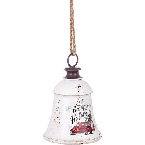 Pendaglio Happy Holidays "Ringing" per albero di Natale in metallo decorazione natalizia