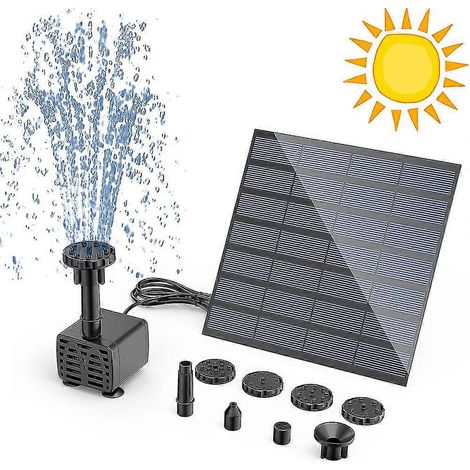 Fontaine solaire flottante avec pompe à eau, moteur sans balais, arroseur de cascade pour piscine, bassin et jardin extérieur. (1/4)
