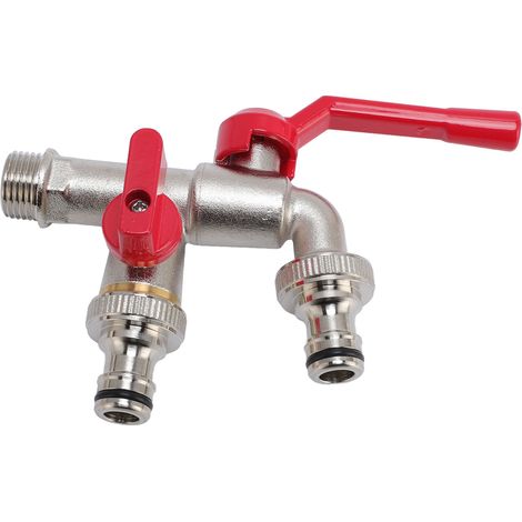 Robinet d'extérieur double, entrée 3/4 po, sortie 25 mm, robinet multifonctionnel pour jardin (1/5)
