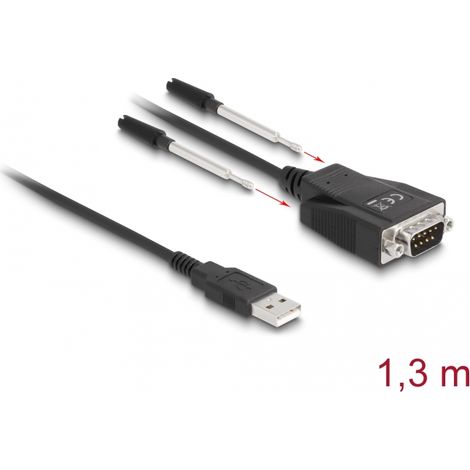 Delock Adaptador USB 2.0 Tipo-A macho a 1 x Serie RS-232 D-Sub 9 macho con tornillos y tuercas Protección ESD