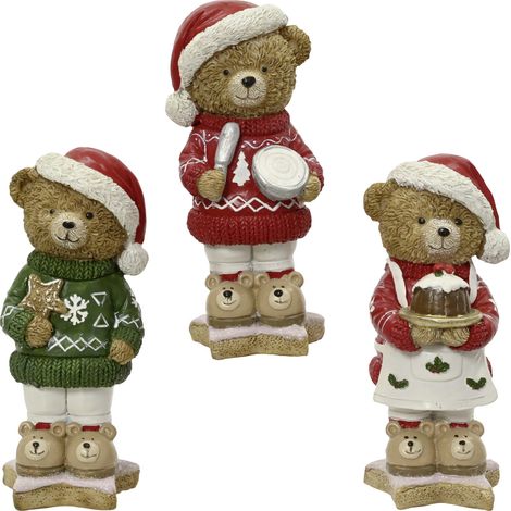 Decoris Dekofigur Bär 6 x 6,5 x 14,5 cm 3-fach sortiert