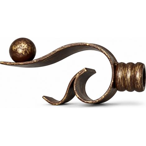 Lot de 2 embouts mistral de tringle à rideaux Ø20 mm en fer forgé – Rouille et or (1/4)