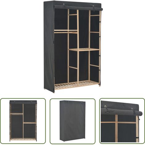The Living Store Garde-robe à 3 niveaux Gris 110 x 40 x 170 cm Tissu - Armoire - Placard - Rangements - Meuble De Rangement - Dressing (1/5)