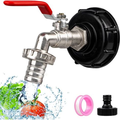 Tankhahn, 1/2"-Tankadapter, IBC-Tankhahn, S60X6-Tankhahn mit Kunststoffadapter, Regenwassersammler (1/4)