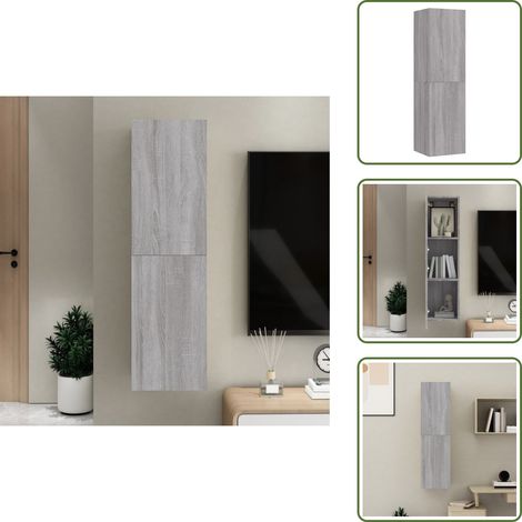 The Living Store Mobile Porta TV a Parete Grigio Sonoma 30,5x30x110 cm - TV a Parete