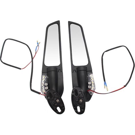 Rétroviseur compatible Kawasaki Yamaha avec éclairage, aileron de rétroviseur fixe pour moto, modification pour pare-brise. (1/5)