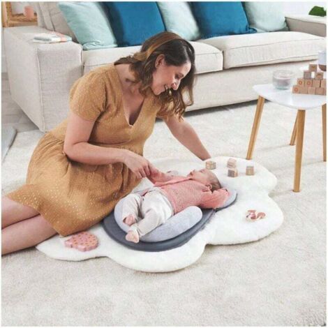 QORVA-Coussin de couchage multifonctionnel pour bébé : fonctions anti-roulement, d'allaitement et de temps sur le ventre, épaisseur réglable, entretien facile