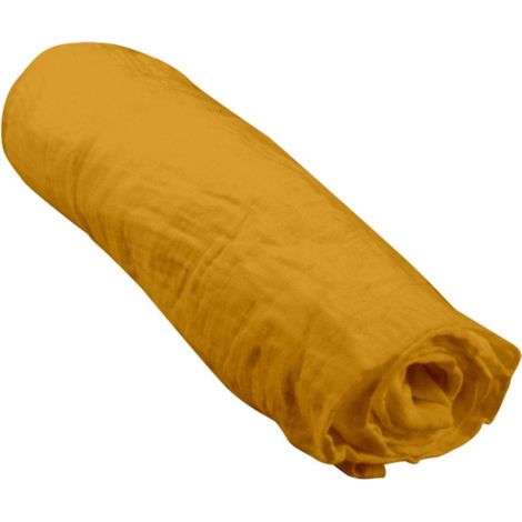 Drap Housse Bébé "Extensible" 70x140cm Moutarde (1/4)