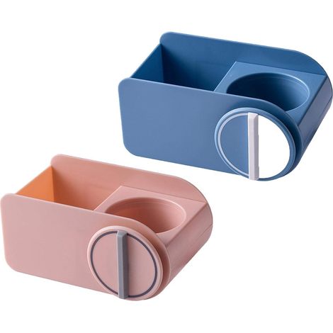 2 sacs de rangement muraux pour sèche-cheveux (rose et bleu)