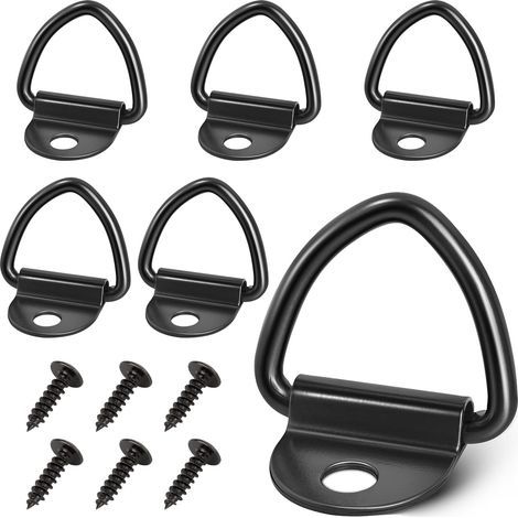 Set mit 6 V-Ringen, Konstruktionsringen, hochbelastbar 85 x 63 mm, V-Montageringe, mit 5 mm M6 Schraubenzubehör, 400 kg Tragfähigkeit für Anhänger, LKWs, Ladungssicherung (1/5)
