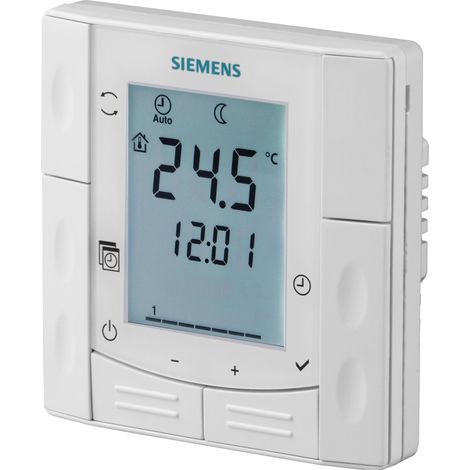 Siemens – Thermostat d'ambiance programmable semi encastré – Régulation ToR 230V – Protection IP31 pour pièces humides – Écran rétro éclairé (1/2)