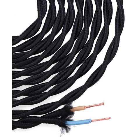 Câble Textile Tressé 2x0,75mm C-41 Soie Noir 5m (1/5)